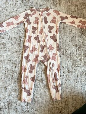In My Jammers Teddy Bear Bamboo Zipper Romper Pajamas Convertible 0-3 months